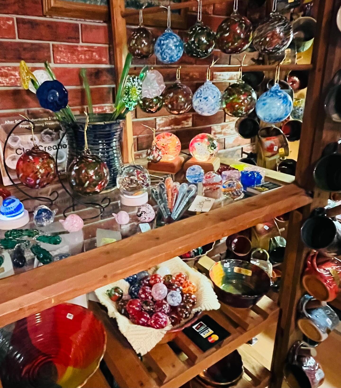 Art on display shelves